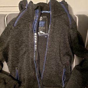 Superdry heavy black and grey zip up hoodie NWOT